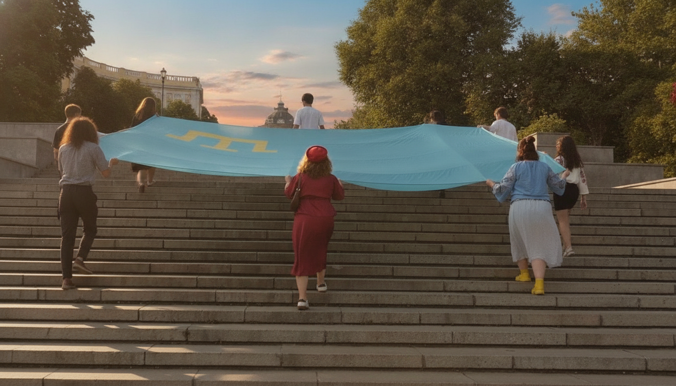 Einheit und Hoffnung: Krimtatarische Flagge entfaltet am Odessaer Ufer