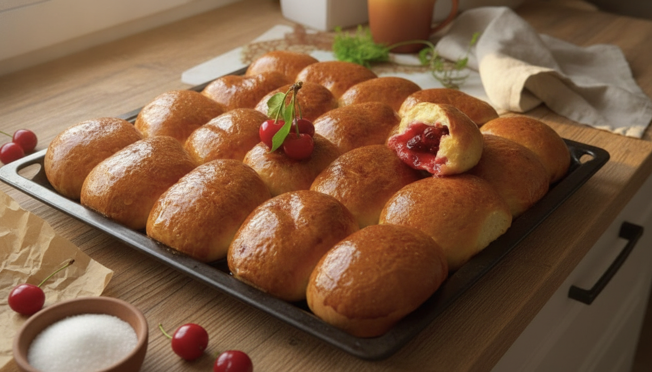 Cherry-Filled Yeast Buns: A Simple Recipe from Gospodynka