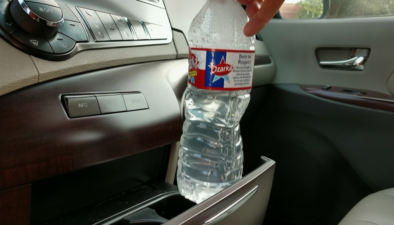 Warum Autofahrer keine Plastikwasserflaschen trinken sollten, die in der Sonne standen