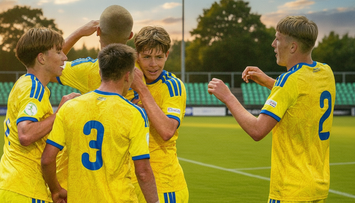 Збірна України U-19 святкує перемогу