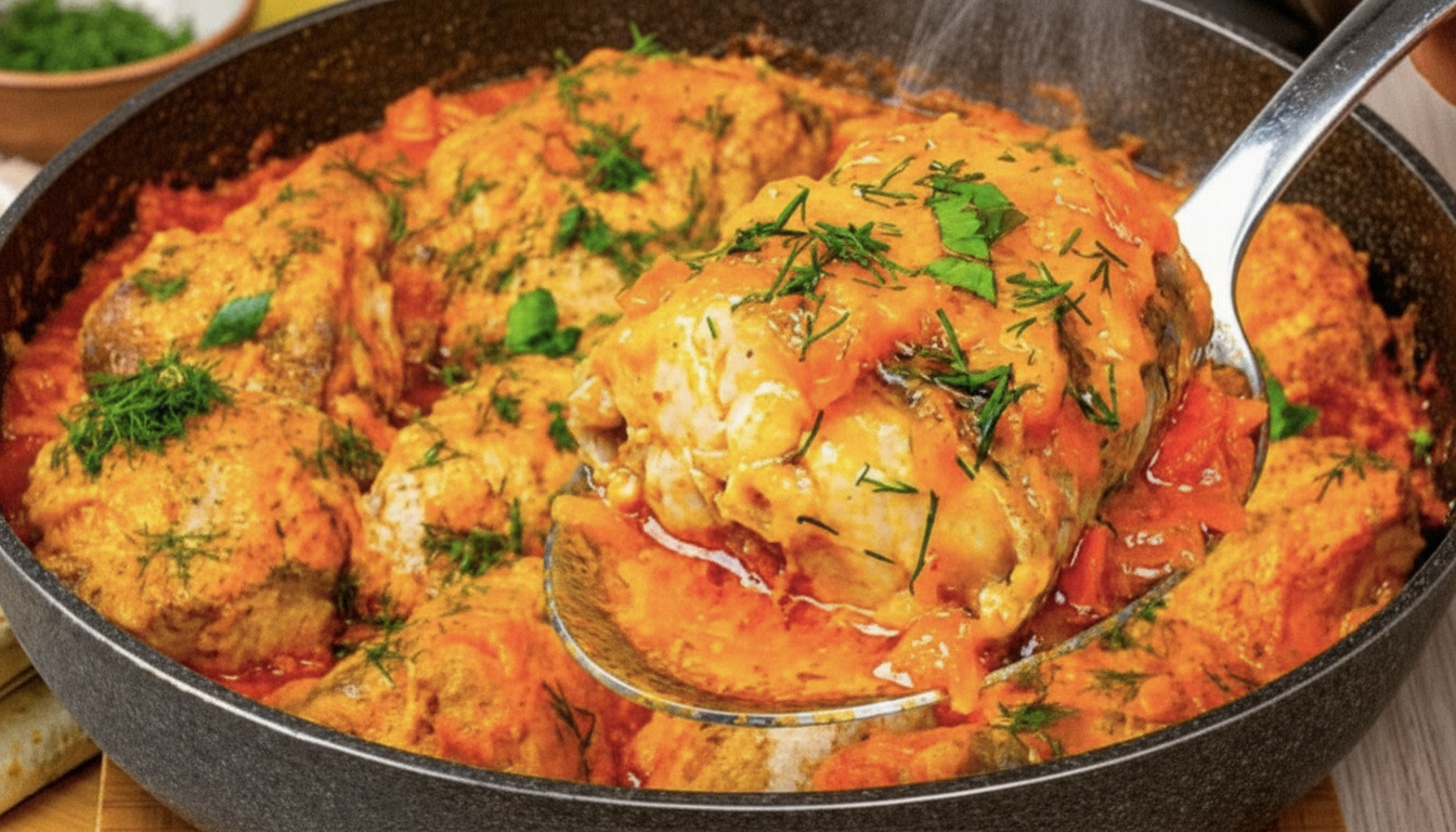 Hake in tender sauce with vegetables