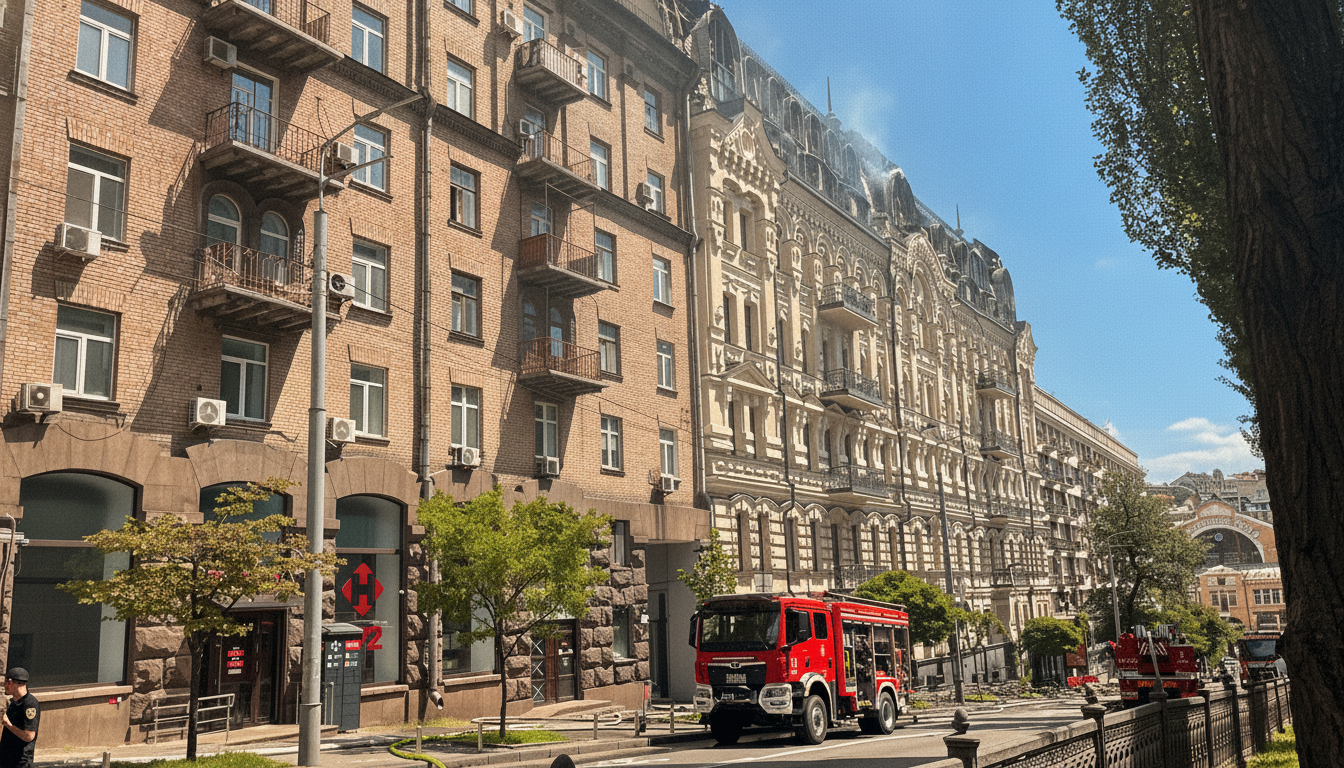 Pożar w hotelu CityHotel Residence po nocnym ataku na Kijów