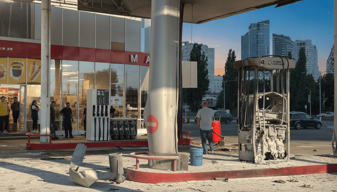 Drohnenangriff auf Tankstelle in Charkiw: Familie mit Kind verletzt