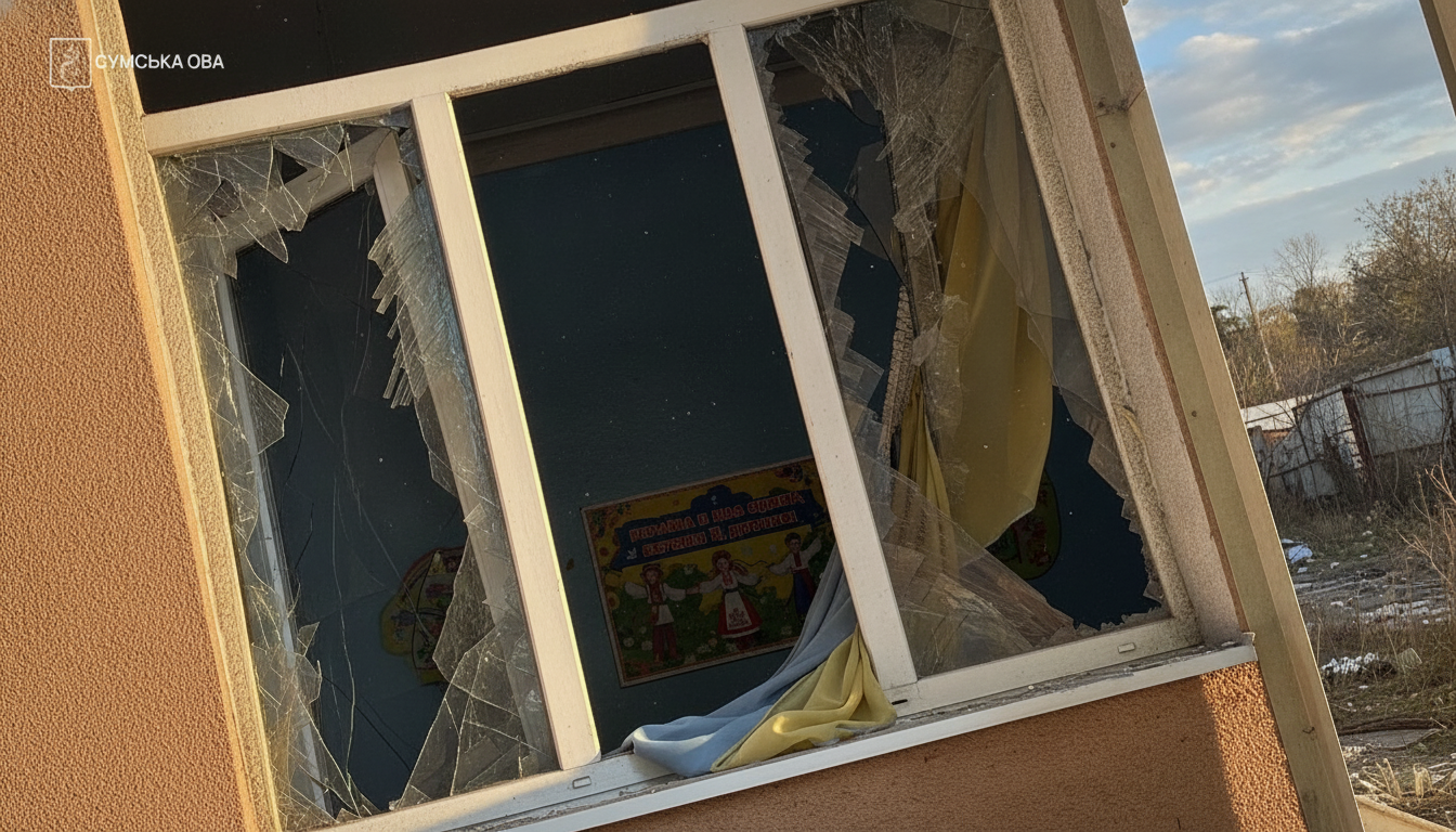 School, Playground, and Homes Damaged in Russian Strike on Sumy Community