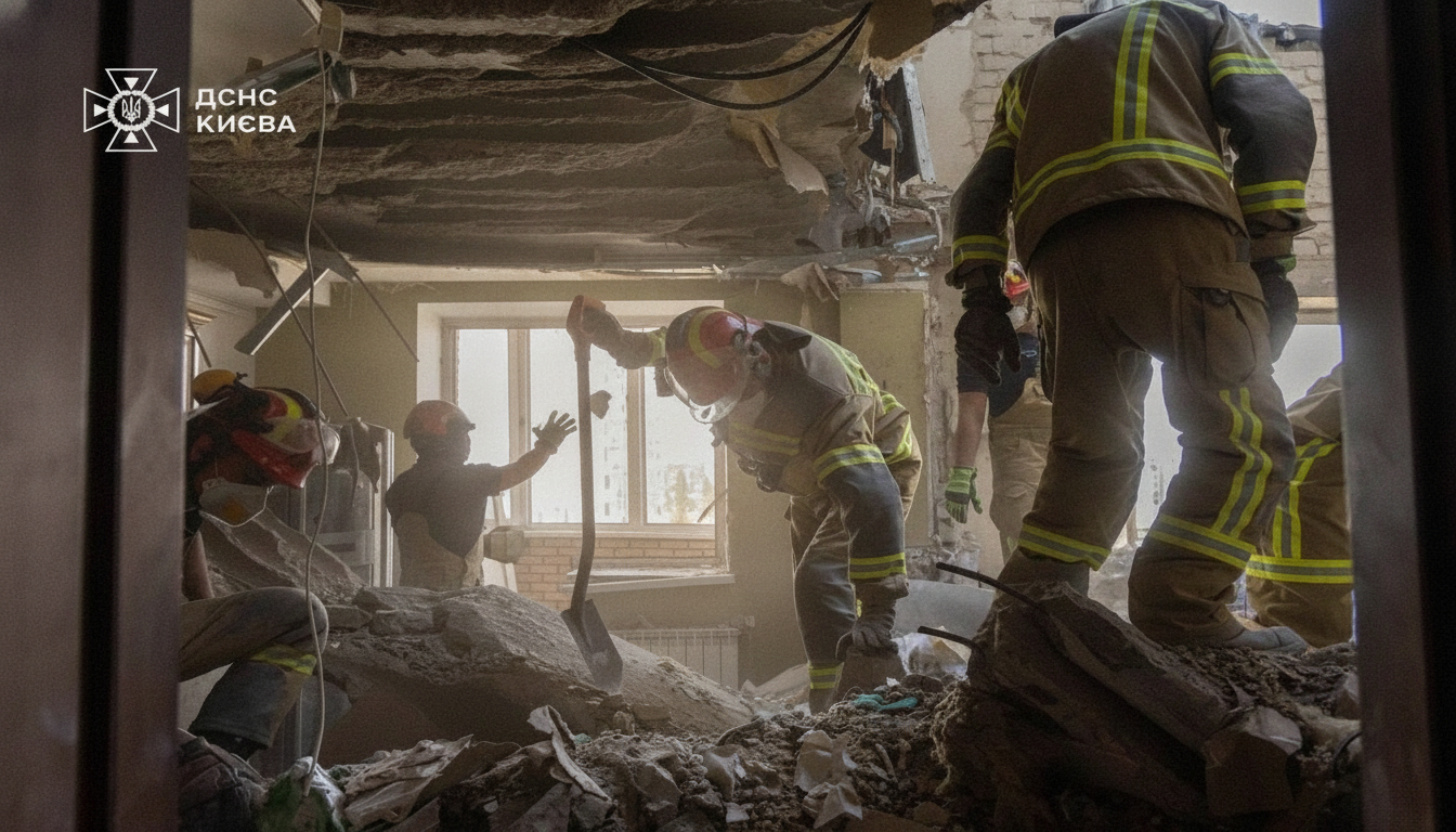 Rescue Operations End After Kyiv Missile Strike on Residential Building: 31 Dead