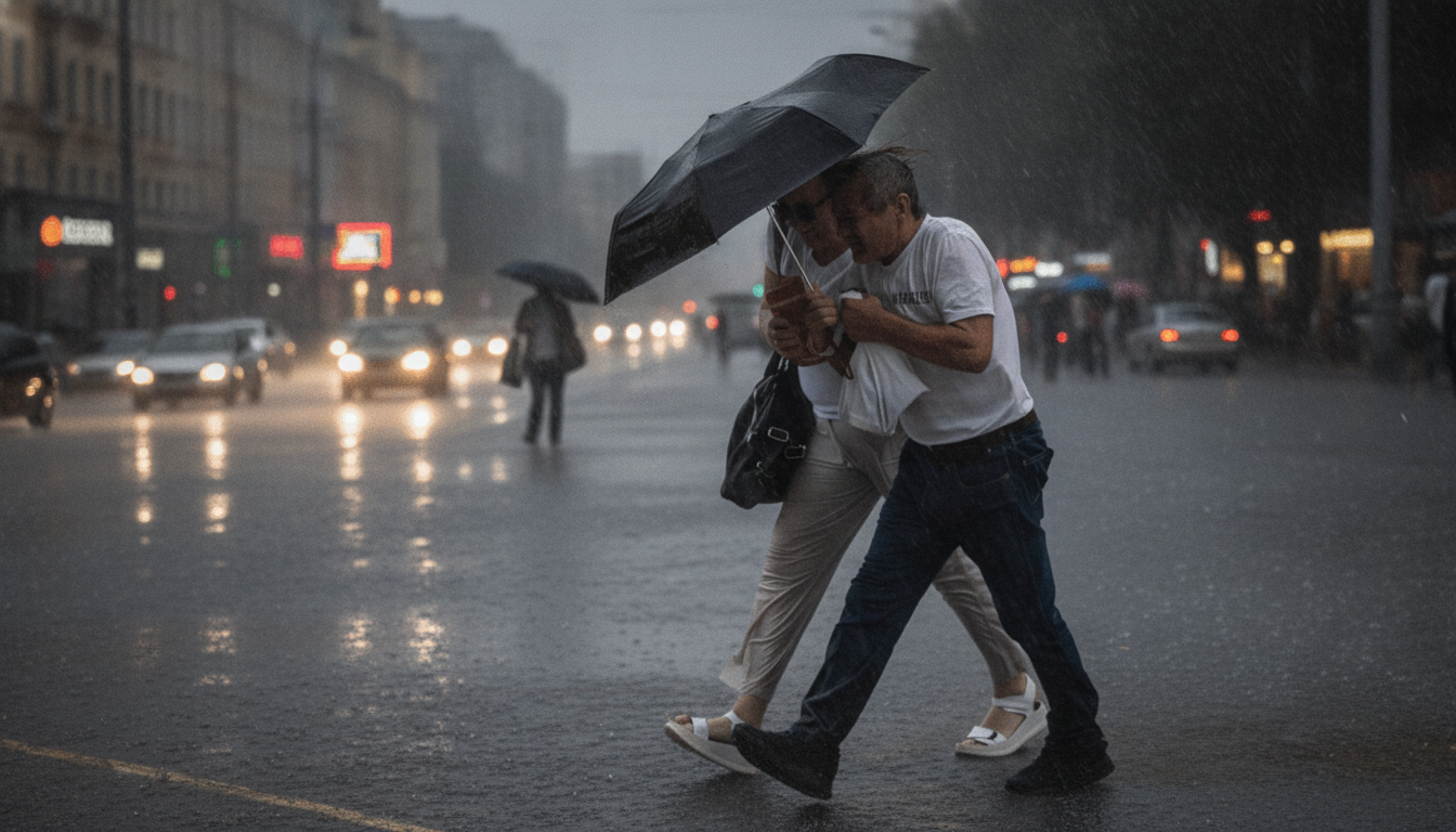 Bad weather in Lviv: rain and wind