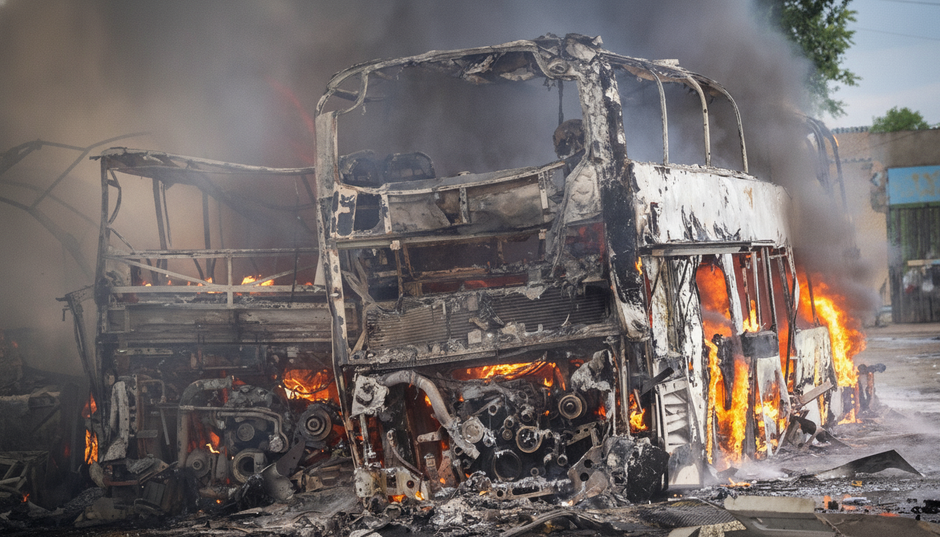 Атака на Одесу, згорілі автобуси