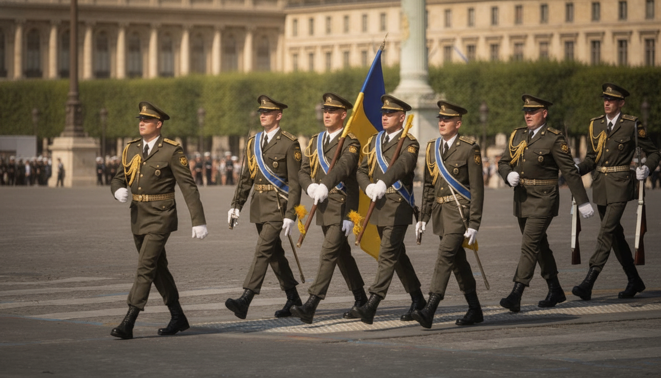 Українські військові на параді у Франції