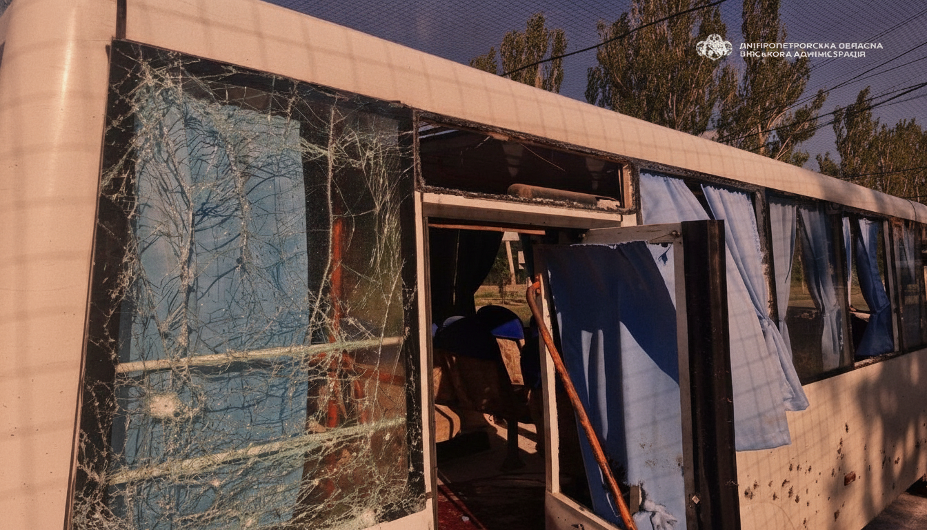 Deadly Drone Strike Hits Worker Bus in Marhanets: One Killed, Eight Wounded