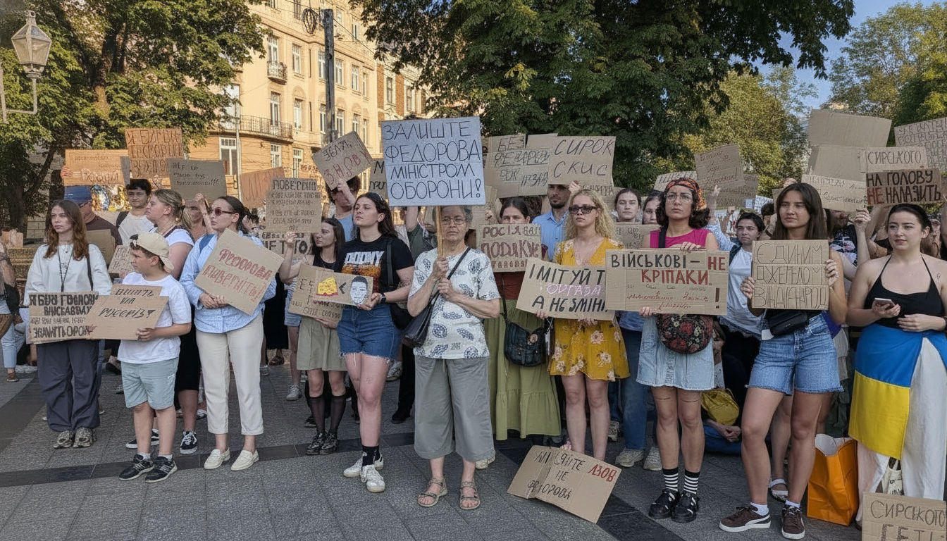 Kyiv Rally Backs Fedorov: Protesters Demand Ouster of Commander Syrskyi
