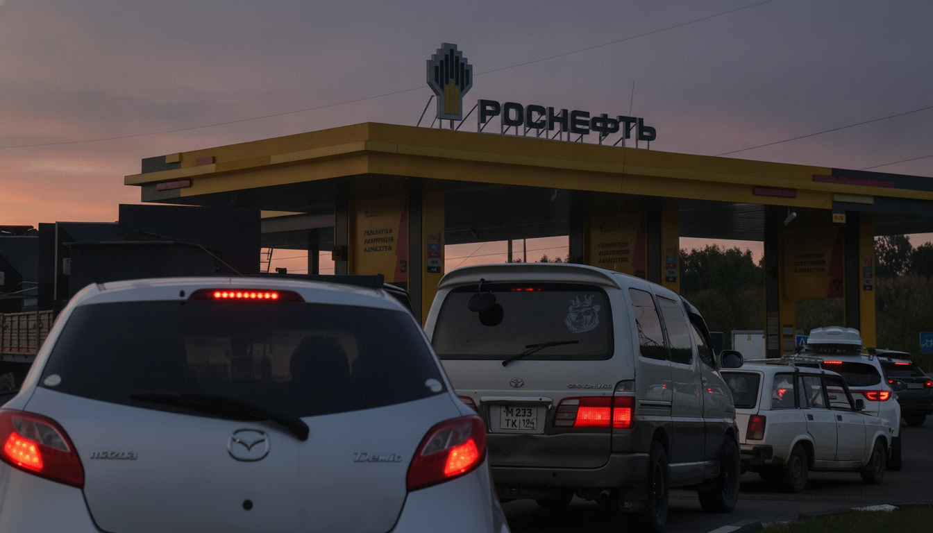 Фура на фоні НПЗ в Росії