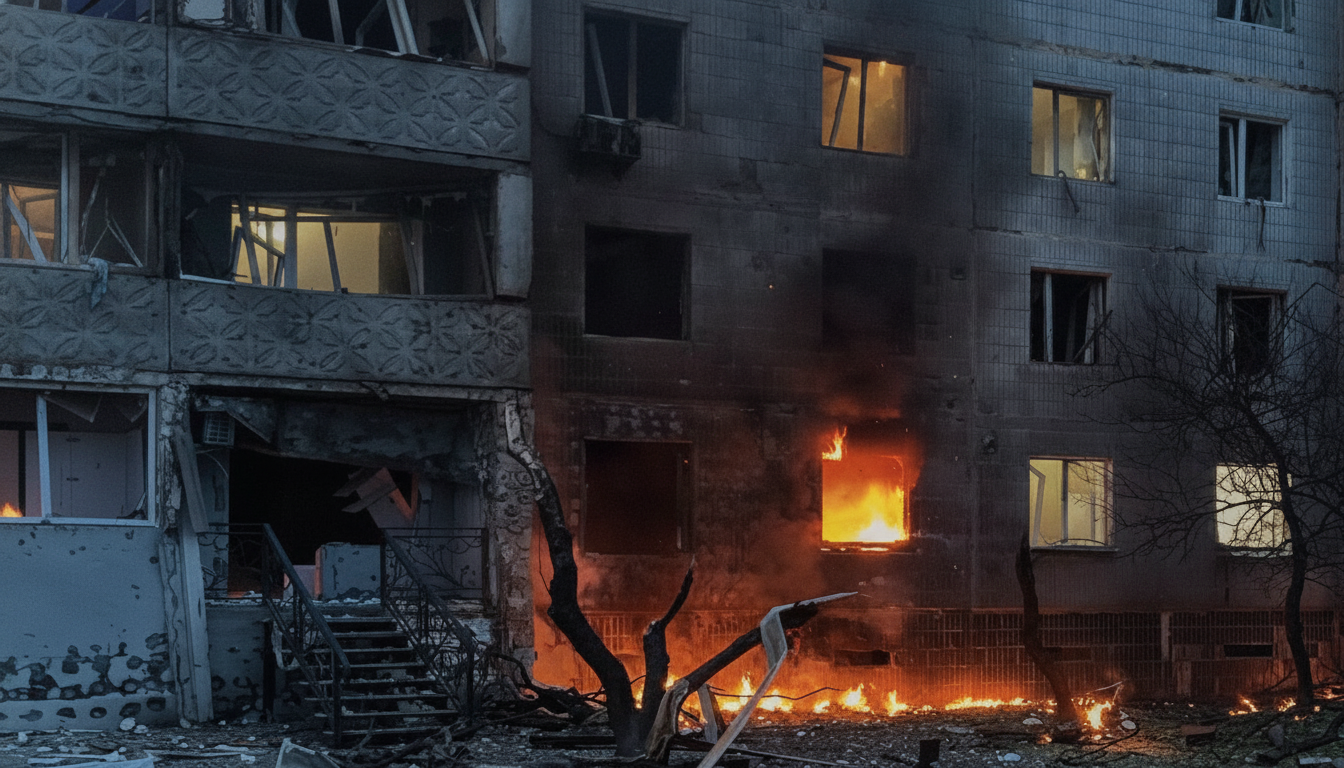 Two Children Among Three Wounded After Drone Strike Hits Apartment Building in Sumy