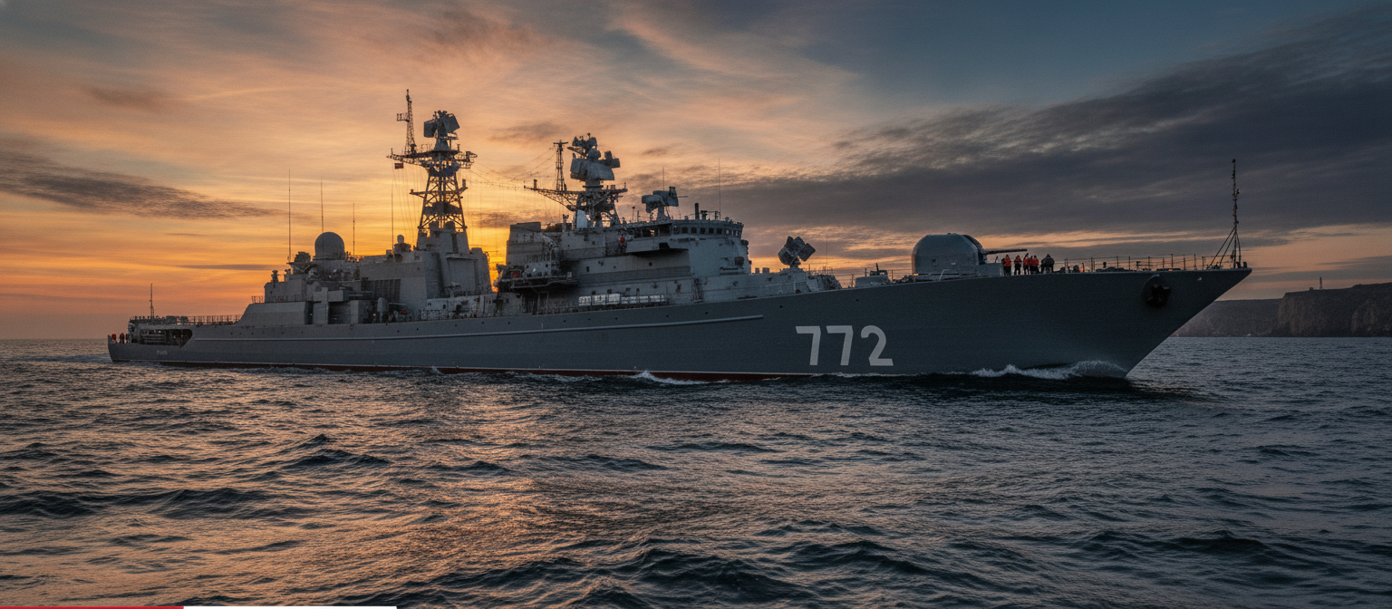 Russian ship opens fire near Britain