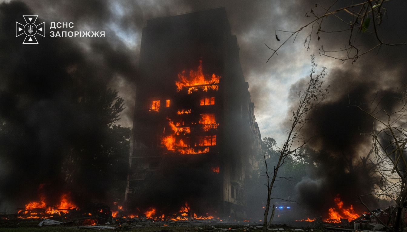 Tödlicher Luftangriff auf Saporischschja: Drei Tote, 13 Verletzte, Hochhaus in Flammen